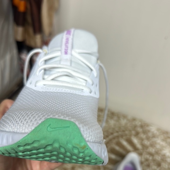 Nike Revolution White and Purple Athletic Shoes - Picture 8 of 14